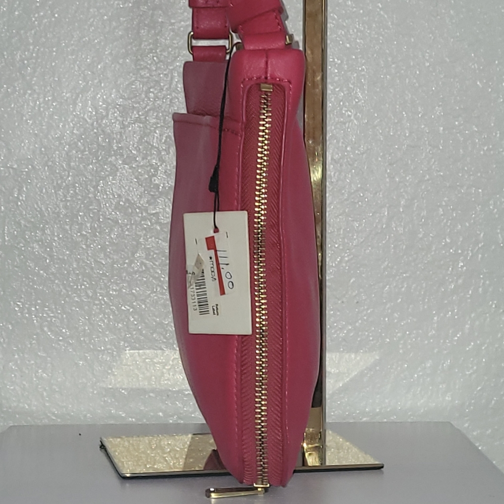 NWT Fossil Pink Pebble Leather/ Cowhide Crossbody/Shoulder Bag Adjustable Strap - Picture 5 of 16